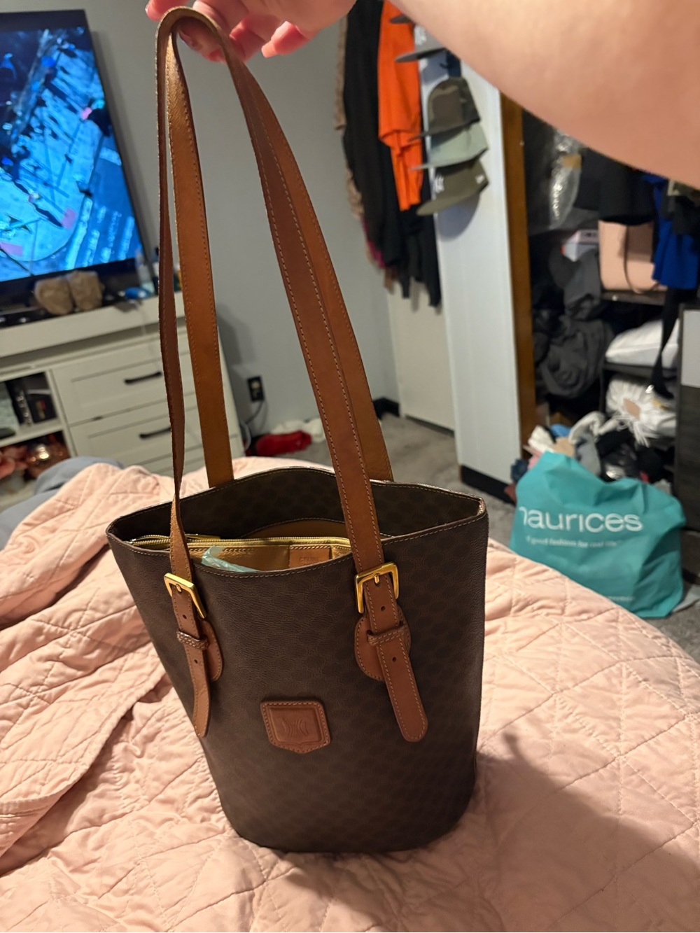 Auth. Vintage 1996 Céline Macadam Bucket Tote Shoulder Bag In Classic Monogram - Picture 4 of 16